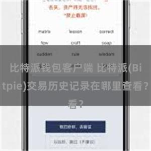 比特派钱包客户端 比特派(Bitpie)交易历史记录在哪里查看？