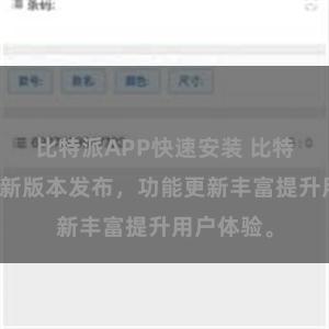 比特派APP快速安装 比特派钱包最新版本发布，功能更新丰富提升用户体验。